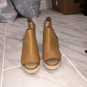 Brown leather cut out booties size 10